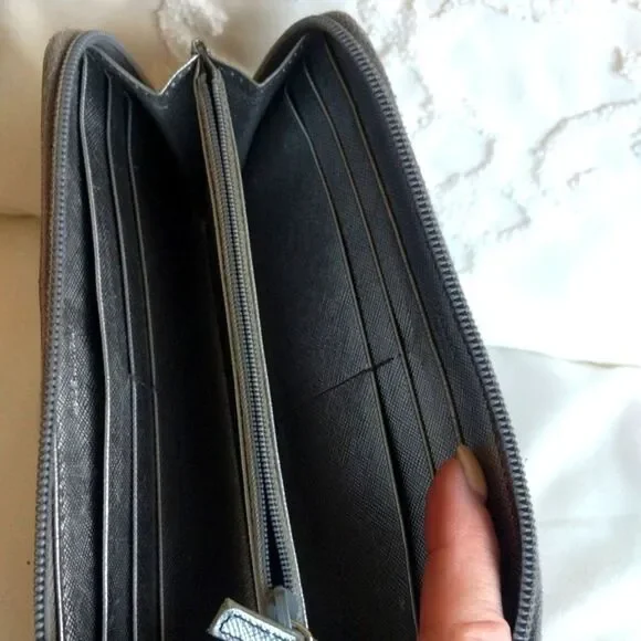 PRADA Metallic Leather Zip Around Wallet - Picture 4 of 16